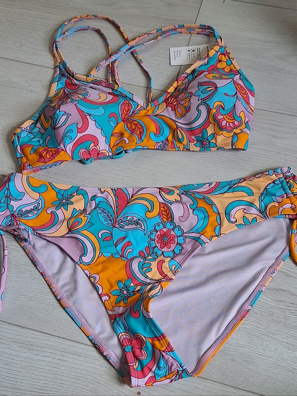 CUPSHE NWT Women Bikini Set High Waisted Bottom Floral Print Ruffle X LARGE